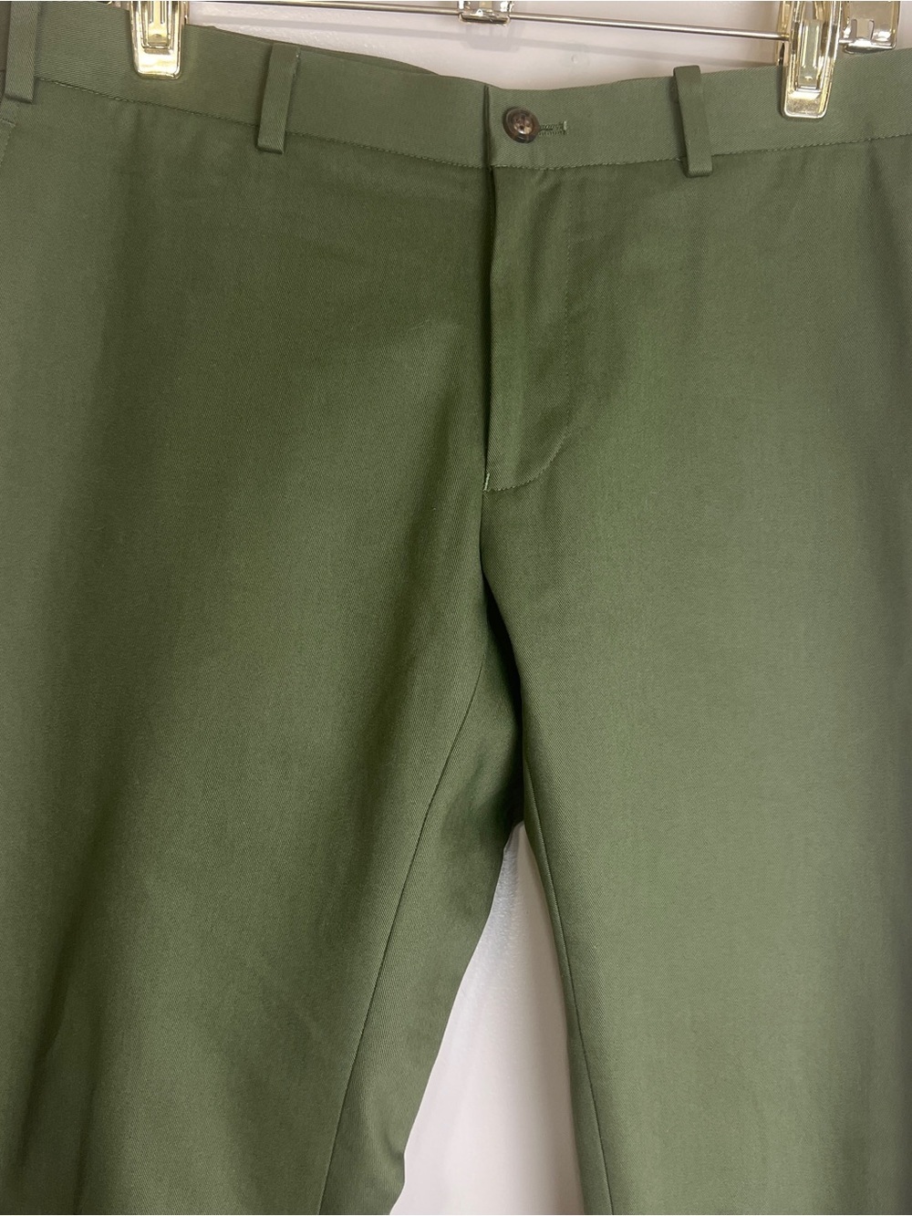 Indochino Pants Mens 34X32 Olive Green Trousers Straight Flat Front Custom, EUC - Picture 2 of 8